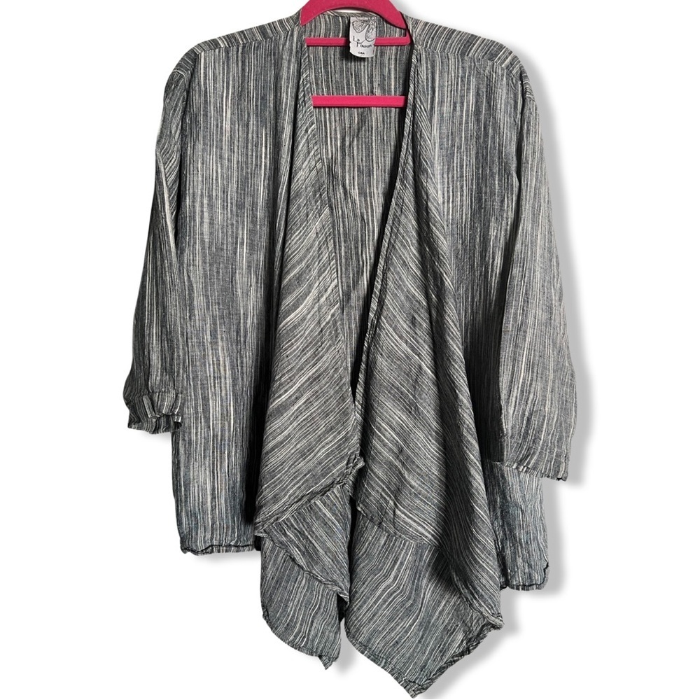 La Fixsun 100% Linen Open Front Jacket Size Medium